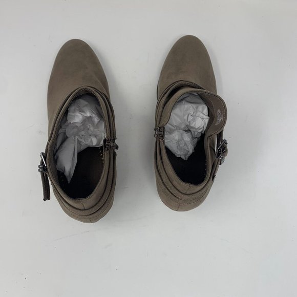 Style & Co Willoww 10008424200 Ankle Bootie Women 10 Taupe Side Zip Buckle S0546 - Picture 6 of 10